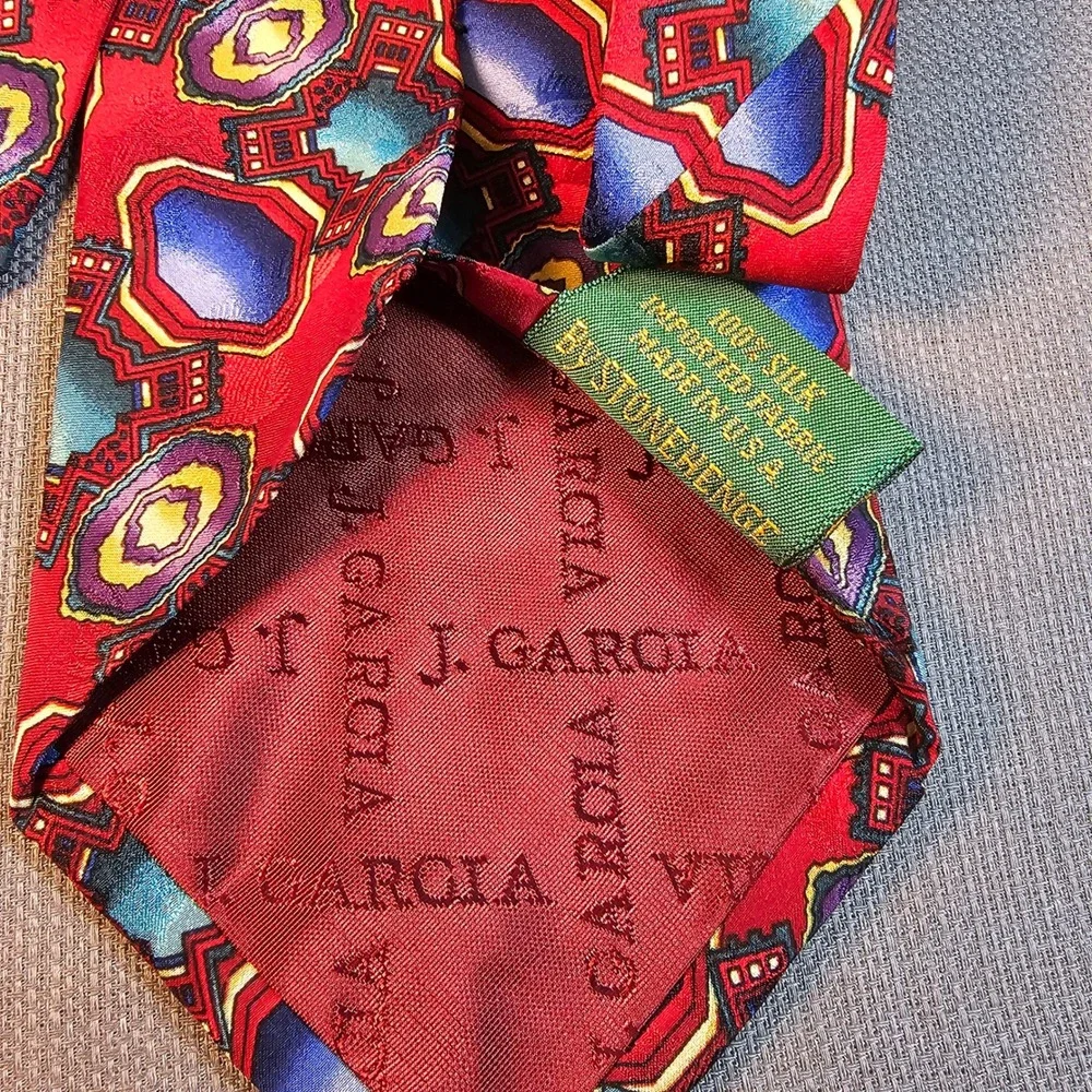 J. Garcia Collector's Edition Red Cosmic Cog Silk Necktie by Stonehenge
